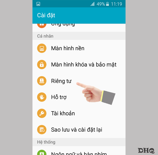 Chọn Riêng tư